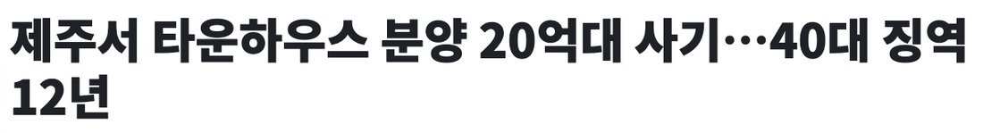 뉴스1 기사 제목 — 타운하우스 분양 20억대 사기, 징역 12년